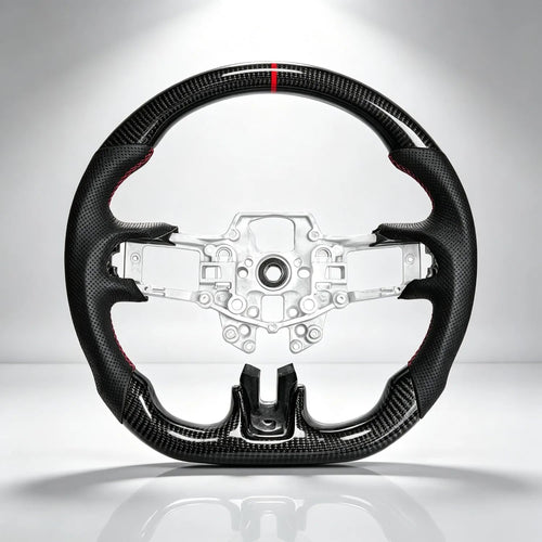 Racing Sport Steering Wheel, Custom Carbon Fiber Leather Interior Replacement Mod Parts For Ford Mustang 2015-2017