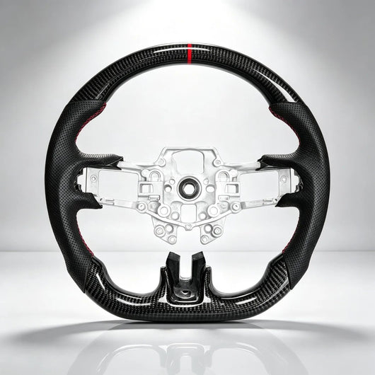 Racing Sport Steering Wheel, Custom Carbon Fiber Leather Interior Replacement Mod Parts For Ford Mustang 2015-2017