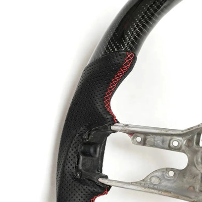 Genuine Real Carbon Fiber Racing Steering Wheel Direct Replacement Fit for Ford Mustang 2024 S650 2.3T EcoBoost / 5.0 GT V8, Custom Sport Interior Modification Upgrade Accessories