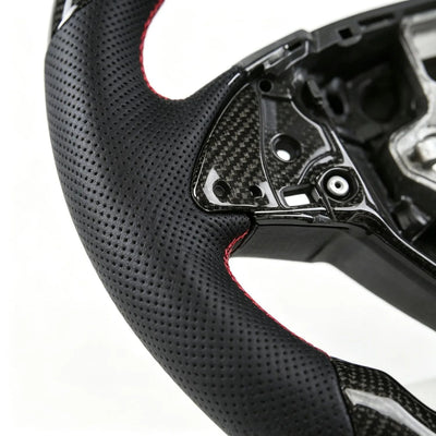 Customized Racing Carbon Fiber Perforated Leather Steering Wheel Fit For Chevrolet Corvette C7 Z06 ZR1 2016-2024 Direct Replacement Auto Mod Parts