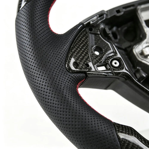 Customized Racing Carbon Fiber Perforated Leather Steering Wheel Fit For Chevrolet Corvette C7 Z06 ZR1 2016-2024 Direct Replacement Auto Mod Parts