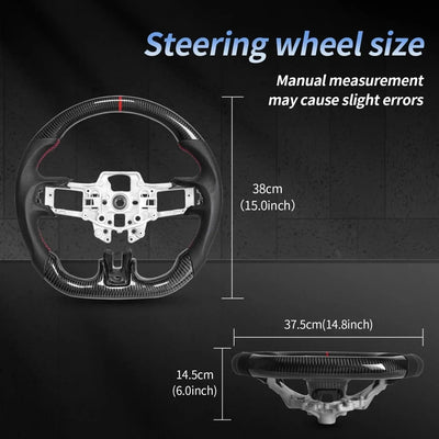 Racing Sport Steering Wheel, Custom Carbon Fiber Leather Interior Replacement Mod Parts For Ford Mustang 2015-2017