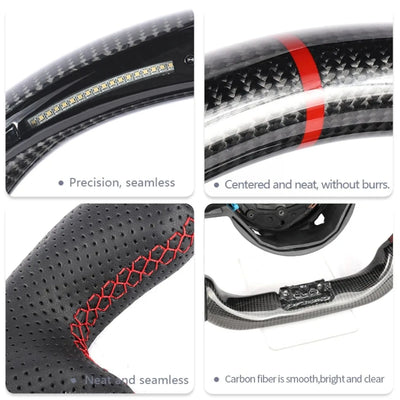 Carbon Fiber Flat Bottom AMG Sport Steering Wheel with Racing Vibration, Modified Interior Upgrade Accessories For Mercedes-Benz W205 W213 X253 W176 C117 X156
