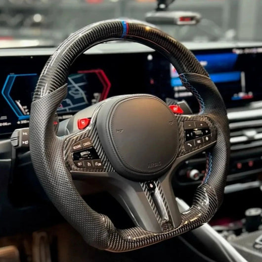 Carbon Fiber Steering Wheel With Heating Function Fit For BMW G38 Perforated Leather Sport Steering Wheel Car Interior Modification Accessories