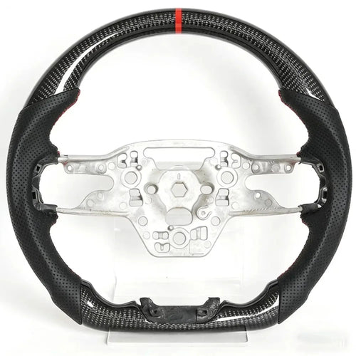 Genuine Real Carbon Fiber Racing Steering Wheel Direct Replacement Fit for Ford Mustang 2024 S650 2.3T EcoBoost / 5.0 GT V8, Custom Sport Interior Modification Upgrade Accessories