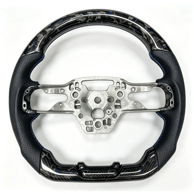 Flat Bottom Sport Replacement Steering Wheel, Track Racing Black Forged Carbon Fiber Car Modified Upgrade Parts For Ford Mustang 2024-2026 S650 GT Dark Horse EcoBoost
