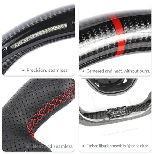 Flat Bottom Racing Sport Steering Wheel, Carbon Fiber AMG Design Custom Interior Upgrade Accessories For Mercedes-Benz W205 W213 X253 C117 X156 W176