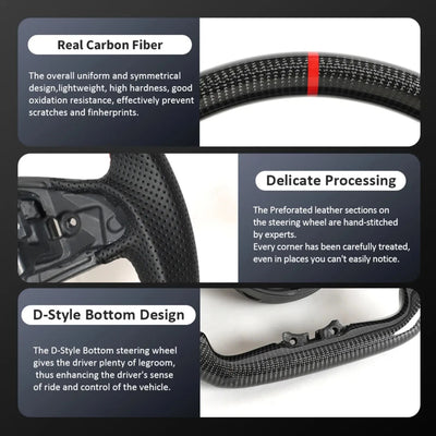 Carbon Fiber Steering Wheel No Vibration Non-heated Fit For Mercedes Benz W205 2015-2018 C43 C63 E53 S63 GLS CLA GLE Sport Racing Car Interior Modification Parts