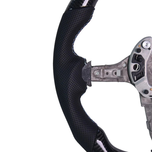 Real Carbon Fiber Racing Steering Wheel with Breathable Perforated Cowhide, Direct Fit Replacement Steering Wheel Suitable for BMW F30 M Sport Series, Car Interior Sport Modified Upgrade Accessories