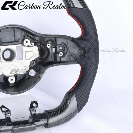 Sport Racing Real Carbon Fiber Perforated Leather Steering Wheel Fit For Mercedes AMG GT C63 S63 G63 CLA45 W205 W213 2019+ Custom Auto Interior Upgrade Accessories
