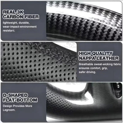 Real Carbon Fiber Sport Steering Wheel with Perforated Leather, Car Interior Modified Replacement Accessories For Infiniti G37 2008-2013