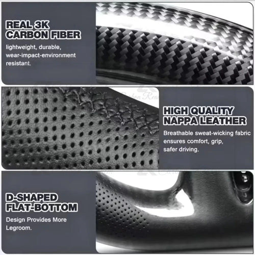 Real Carbon Fiber Sport Steering Wheel with Perforated Leather, Car Interior Modified Replacement Accessories For Infiniti G37 2008-2013