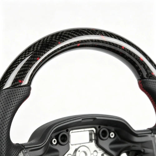 Custom Black Forged Carbon Fiber Racing Steering Wheel, Modified Interior Upgrade Decoration Accessories Suitable for Ford F150 2021-2025 Raptor Pickup Truck