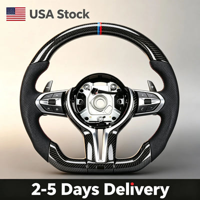 Fit For BMW G30 G14 G15 G16 G01 G02 G05 G06 G07 Sport Racing Flat‑Bottom Real Carbon Fiber Steering Wheel Car Interior Upgrade Mod Parts