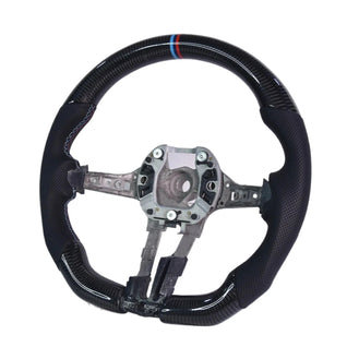 Real Carbon Fiber Racing Steering Wheel with Breathable Perforated Cowhide, Direct Fit Replacement Steering Wheel Suitable for BMW F30 M Sport Series, Car Interior Sport Modified Upgrade Accessories
