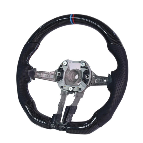 Real Carbon Fiber Racing Steering Wheel with Breathable Perforated Cowhide, Direct Fit Replacement Steering Wheel Suitable for BMW F30 M Sport Series, Car Interior Sport Modified Upgrade Accessories