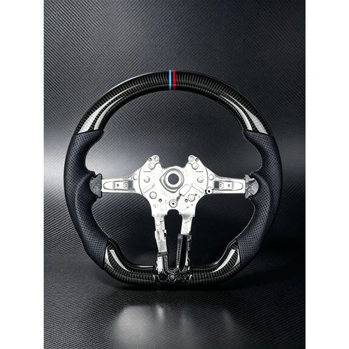 Real Carbon Fiber Racing Steering Wheel with Breathable Perforated Cowhide, Direct Fit Replacement Steering Wheel Suitable for BMW F30 M Sport Series, Car Interior Sport Modified Upgrade Accessories