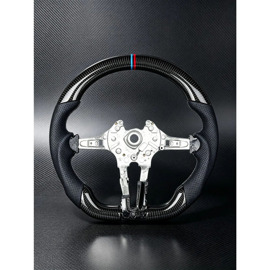 Real Carbon Fiber Racing Steering Wheel with Breathable Perforated Cowhide, Direct Fit Replacement Steering Wheel Suitable for BMW F30 M Sport Series, Car Interior Sport Modified Upgrade Accessories