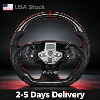 Customized Racing Carbon Fiber Perforated Leather Steering Wheel Fit For Chevrolet Corvette C7 Z06 ZR1 2016-2024 Direct Replacement Auto Mod Parts