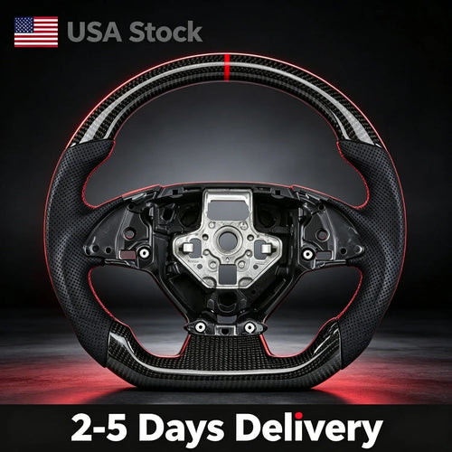 Customized Racing Carbon Fiber Perforated Leather Steering Wheel Fit For Chevrolet Corvette C7 Z06 ZR1 2016-2024 Direct Replacement Auto Mod Parts