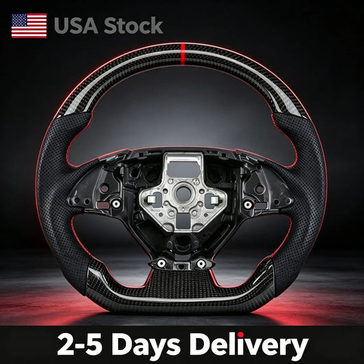 Customized Racing Carbon Fiber Perforated Leather Steering Wheel Fit For Chevrolet Corvette C7 Z06 ZR1 2016-2024 Direct Replacement Auto Mod Parts