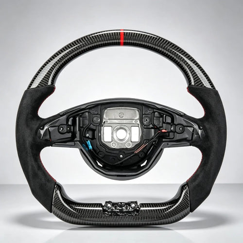 Carbon Fiber Flat Bottom AMG Sport Steering Wheel with Racing Vibration, Modified Interior Upgrade Accessories For Mercedes-Benz W205 W213 X253 W176 C117 X156