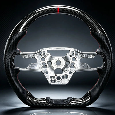 Genuine Real Carbon Fiber Racing Steering Wheel Direct Replacement Fit for Ford Mustang 2024 S650 2.3T EcoBoost / 5.0 GT V8, Custom Sport Interior Modification Upgrade Accessories