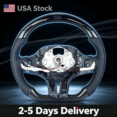 LED Carbon Fiber Racing Steering Wheel For BMW 5-8 Series X1 X3 X4 X5 2008-2023 Custom Modified Direct Replacement Auto Steering Wheel Accessories