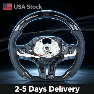 LED Carbon Fiber Racing Steering Wheel For BMW 5-8 Series X1 X3 X4 X5 2008-2023 Custom Modified Direct Replacement Auto Steering Wheel Accessories