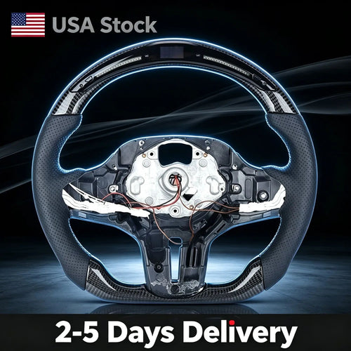LED Carbon Fiber Racing Steering Wheel For BMW 5-8 Series X1 X3 X4 X5 2008-2023 Custom Modified Direct Replacement Auto Steering Wheel Accessories