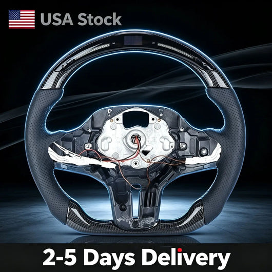 LED Carbon Fiber Racing Steering Wheel For BMW 5-8 Series X1 X3 X4 X5 2008-2023 Custom Modified Direct Replacement Auto Steering Wheel Accessories