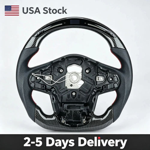 Real Carbon Fiber Steering Wheel For Toyota GR Supra MK5 2019-2026 D-shaped Flat Bottom Perforated Leather With LED
