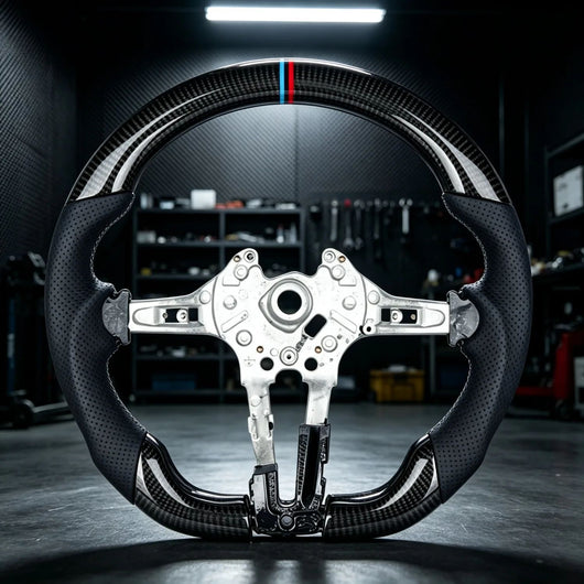 Perforated Leather Carbon Fiber Steering Wheel Fit For BMW F10 Direct Bolt On Replacement Racing Steering Wheel Car Interior Upgrade Modified Accessories
