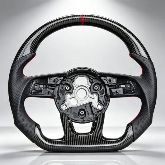 Sport Steering Wheel with Perforated Leather & Carbon Fiber, Custom Modified Car Interior Upgrade Parts For Audi B9 A3 A4 A5 S3 S4 S5 RS3 2017-2026