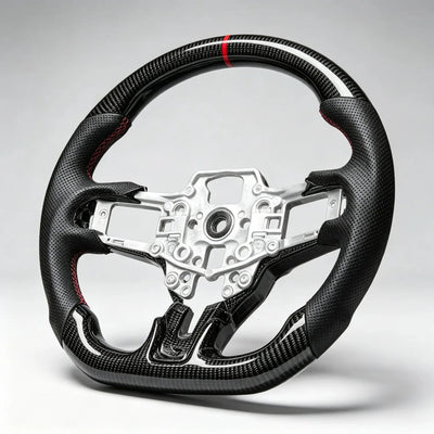 Racing Sport Steering Wheel, Custom Carbon Fiber Leather Interior Replacement Mod Parts For Ford Mustang 2015-2017