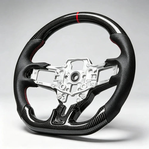 Racing Sport Steering Wheel, Custom Carbon Fiber Leather Interior Replacement Mod Parts For Ford Mustang 2015-2017